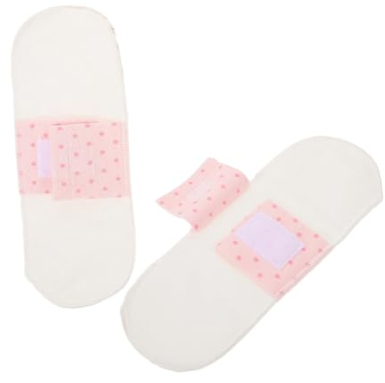 Healvian 2stücke Stoffbinden aus Baumwolle Wiederverwendbar Waschbar Weiß Damenbinden Menstruationsbinden Slipeinlagen Hygienebinden für Frauen