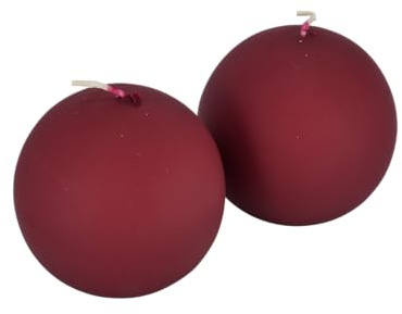 Kugelkerze 2er-Pack in Samt-Optik - Safe Candle - Tropffrei & Selbstlöschend - Langlebige Deko für Advent, Weihnachten & Winter (Bordeaux)