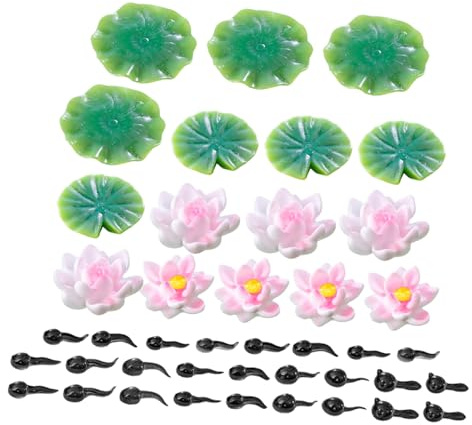 YARNOW Figurines De Grenouilles Miniatures Résine Nénuphars Artificiels Et Lotus pour Décoration Aquatique De Jardin Zen Et Aquarium