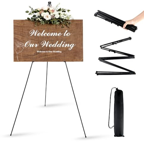 Chevalet Mariage - Chevalet Mariage Ajustable 160 cm, pliable et télescopique, idéal pour les mariages, les affiches et les expositions de toiles, noir