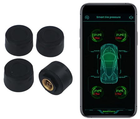 Auto TPMS Reifendruckkontrollsystem mit 4 externen Sensoren und Bluetooth-App für Echtzeitwarnungen