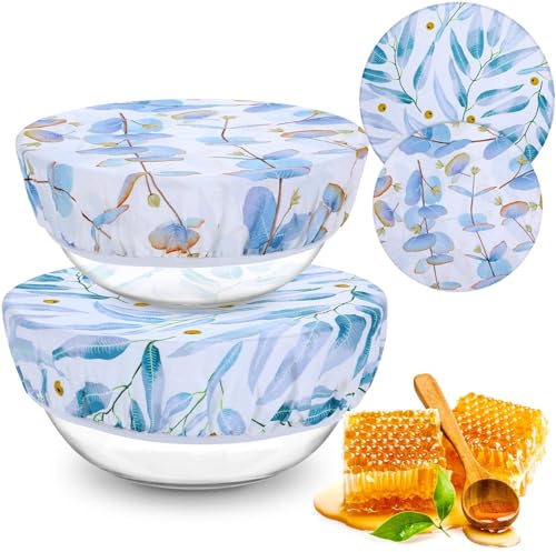 Revahope 2 Large Reusable Beeswax Bowl Covers for Bread Proofing, 10/12 Inch Elastic Beeswax Wraps Cotton Cloth Sourdough Bowl Covers for Proofing Baskets, Mixer Bowls, Food Storage Containers