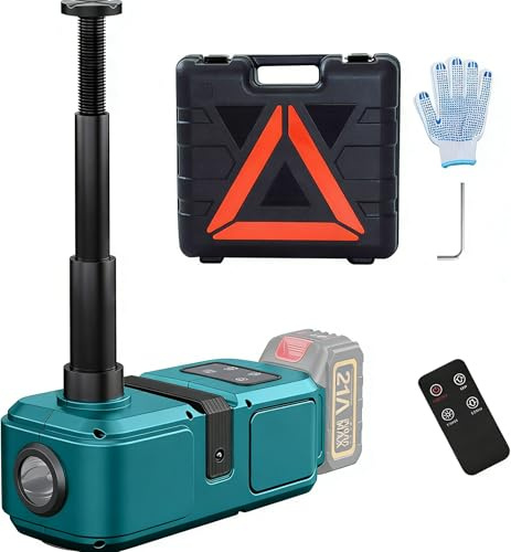 Gato hidráulico 5T, Gato hidráulico Compatible con batería Makita de 18 V (sin batería) con Bomba Inflable y luz LED, 150 – 450 mm, Elevador de Coche para Coche, SUV, sedán, MPV, Cambio de neumáticos