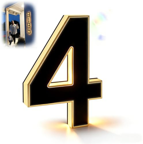 9 Inch Solar Lighted House Numbers for Outside,Light Up Waterproof Led Address Numbers Signs,Large Personalized Illuminated Exterior Modern House Numbers Light,Upgrade Your Home’s Curb Appeal (4)