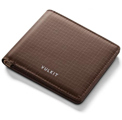 VULKIT Portefeuille Homme avec Protection RFID, Porte Cartes Bancaire Fin et Minimaliste, Max. 10 Cartes, Porte-Cartes Pliable en Nylon Déperlant pour Cartes de Crédit et Billets