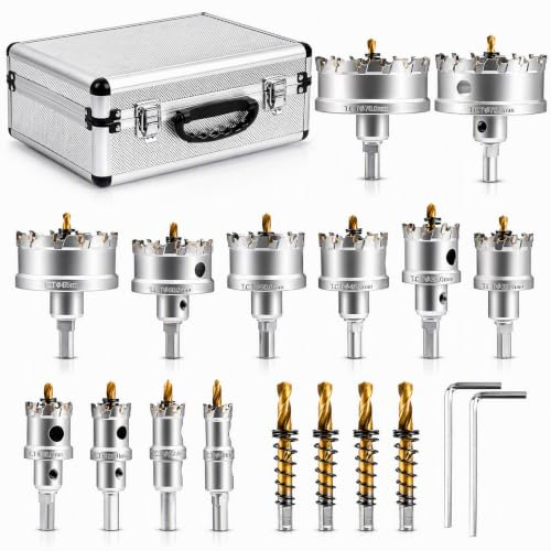 Coffret Scie Cloche TCT Carbure de Tungstène 19 Pièces (19-75mm) M14 | Scie Trépan de Haute Dureté pour Métal Acier Inoxydable 304 Épais Bois Profondeur de Coupe 33mm Professionnelle