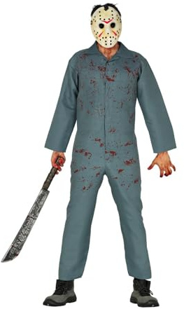 FIESTAS GUIRCA | Psycho Kostüm - Overall für Jugendliche und Erwachsene - Film- und Halloween Verkleidung für Gruselpartys und Oktoberfest - Ideal für Männer und Jungs - Grau