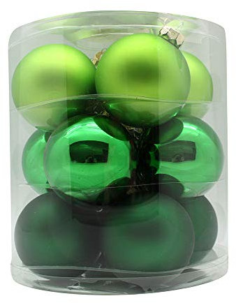Magic Weihnachtskugeln Glas 8cm 12 STK. Christbaumkugeln (Evergreens (Hellgrün Grün Dunkelgrün))
