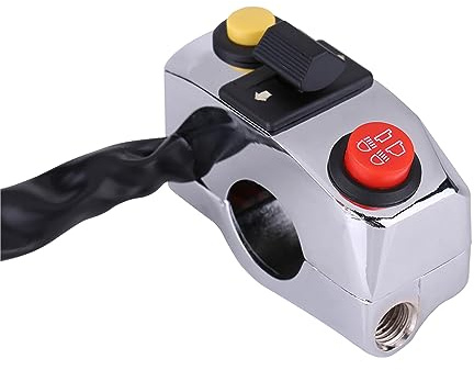 Motorrad Lenkerschalter, Motorrad Hupen Blinkerschalter mit Abblendlicht(Silber)