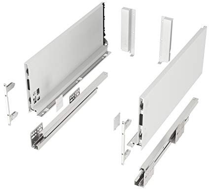 Schubkastensystem JUNKER-SLIM weiß Höhe: 167 mm Tiefe: 450 mm belastbar bis 40 Kg Soft-Close Küchenschublade mit 13 mm schlanken Schubladenzargen
