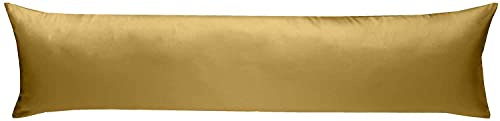 Bettwaesche-mit-Stil Mako-Satin Baumwollsatin Bettwäsche Uni einfarbig zum Kombinieren (Seitenschläferkissen Bezug 40 x 145 cm, Gold) viele Farben & Größen