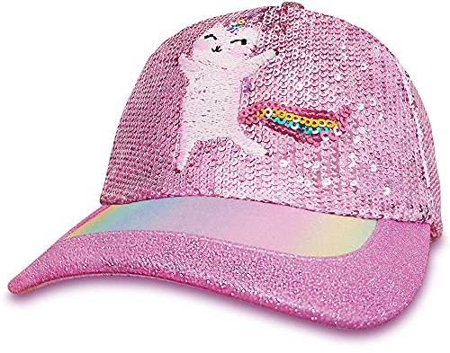 Gåvor behandla flickor basebollkeps, glittrande cool solhatt söt tecknad design lila keps för barn, flickor justerbar snapback-keps för utomhusresor vandring, Paljetter Em katt, 12-18 Månader