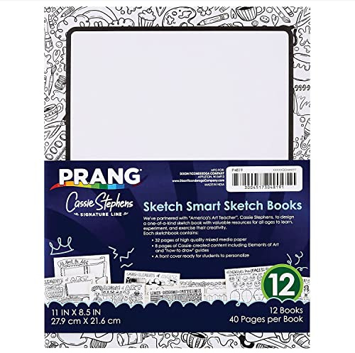 Prang Sketch Smart, 11-inch x 8.5-inch, Sketch Book, White, 40 Sheets/Book, 12/Pack (PAC4819)