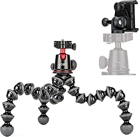 JOBY GorillaPod 5K GripTight Mount PRO Kit. Flexibles Aluminium-Stativ GorillaPod 5K und Kugelkopf 5K mit verriegelbarer Smartphone-Halterung, bequemer Quer- oder Hochformat-Modus. Trägt bis zu 5 kg