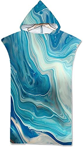 Surf Poncho Strandtuch Badeponcho Bademantel Surfponcho Wickeltuch Handtuch Poncho Erwachsene Mikrofaser Bademantel mit Kapuze zum Surfen Schwimmen Neoprenanzug Tragbares Wickeln LSDRALOBPOI 811(Color