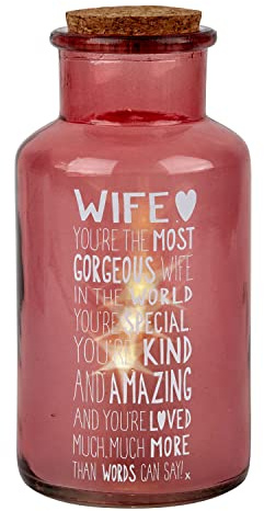 Message of Love Light Up Jar Wife | Birthday Unisex | Home Décor | 2 x AA