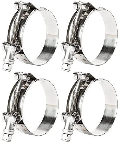 ISPINNER 4 Pack 3 Inch 304 Stainless Steel T-Bolt Hose Clamps, Clamp Range 83-91mm for 3 Hose ID, Pack of 4