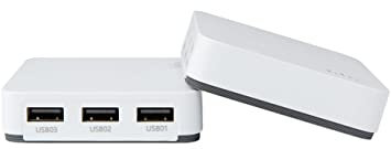 LOYALTY-SECU USB Network Print Server 3 porte WiFi per più stampanti USB Bianco
