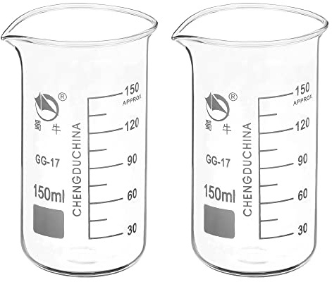 PATIKIL Glasbägare med hög form, 2-pack 3,3 borosilikatglas graderat tryckt skala mätkoppar med pip för kökslaboratorievätskor transitkokning