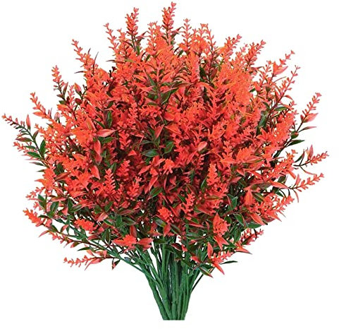 8 Bündel Künstliche Lavendel Blumen Outdoor, Künstliche Kunstblumen VU-beständige Sträucher Pflanzen zum Aufhängen Pflanzer Zuhause Hochzeit Veranda Fenster Gartendekor