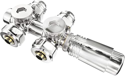 Heilmetz Válvula termostática para radiadores 1 pieza，válvula universal con termostato para radiadores y radiador toallero，10 bar ，7 niveles ajustables, Kit de conexión central （Cromo）