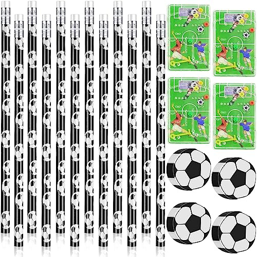 Hpbaggy 12 Fußball Bleistifte,12 Kunststoff Fußball Radiergummi,12 Flipperspiel Fußball Spielfeld,Kleine Lustige Radierer,Holzbleistifte,Kinder Fussball Spiele Mix,Kleine Schule Schreibwaren Party | 12 Fußball Mitgebsel Bleistifte,12 Radiergummi Fussball,12 Fußball Flipperspiel, Give Aways Kindergeburtstag
