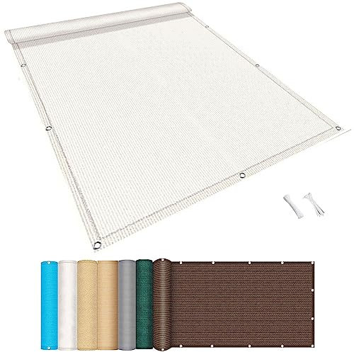GUOJUN Balkon sichtschutz 95 x 600 cm Reißfest UV-Schutz atmungsaktiv Balkonverkleidung Balkonbespannung mit Kabelbinder Ohne Bohren für Balkon Terrasse Garten, Weiß