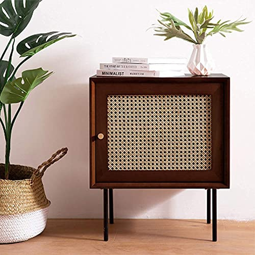 JUNNIU Mesita De Noche De Madera Maciza, Gabinete De Almacenamiento De Ratán Retro De Madera De Cerezo, Gran Espacio De Almacenamiento (Color : B) Decoration