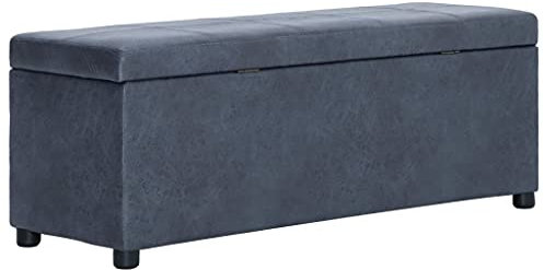 Homgoday Sitzbank 116 cm grau aus Wildlederimitat, Gartenbank, Bank für Balkon, Terrasse & Garten