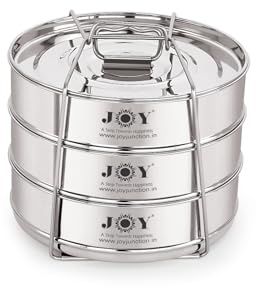 LNM Steamer Cooker Pans - Stackable Stainless Steel Insert Pans - 3 Tiers - Instant Pot Accessories - 6QT & Above - Pressure Cooker Steamer Pan