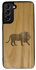 EnoWood Custodia protettiva per smartphone Samsung Galaxy S legno massello lavorata artigianalmente - Lion - Galaxy S Enowood23 Plus - Cenere