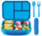 Amathley Brotdose Kinder Mit FäChern,Bento Box Kinder,Brotdose Erwachsene,1200ml Lunchbox Mit 4 FäChern Und Besteck,Mikrowellen Und SpüLmaschinenfest,BPA-Frei Und Wiederverwendbar (Blau)