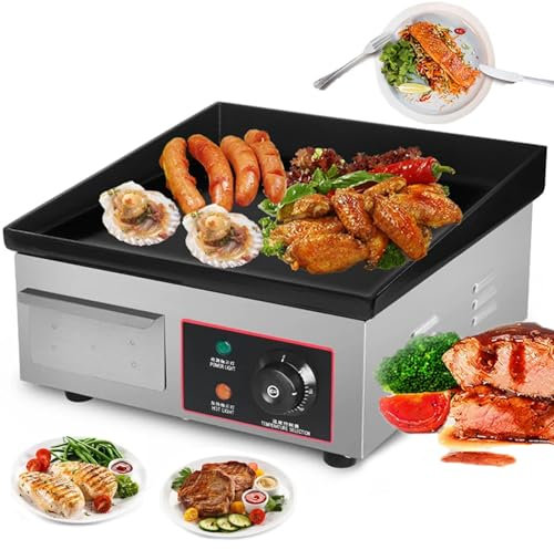 Plancha Eléctrica Profesional, Placa Calefactora de Acero Inoxidable, Placa Calefactora Antiadherente Teppanyaki, Parrilla Para Barbacoa Para Exteriores, Temperatura Ajustable (50-300 ℃),1500W