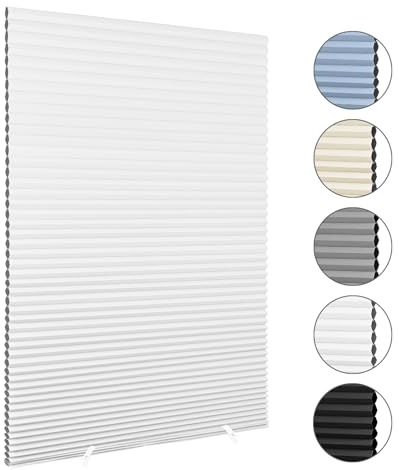 Maritown Temporary Blinds Honeycomb Cellular Stick on Light Filtering No Drill Cut to Size Self Adhesive Pleated Paper Blinds for Bedroom Kitchen Bathroom Windows Doors