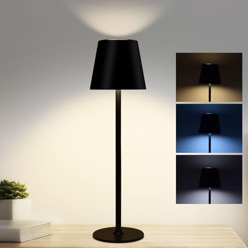 Jueholla LED Tischlampe Kabellos, 5W, 5200mAh, 3 Lichtmodi, IP54, Dimmbar | 8-48h Laufzeit, USB-C Aufladbar, Tragbar & Stilvoll für Schlafzimmer, Bar, Terrasse, Balkon, Camping und Stromausfall