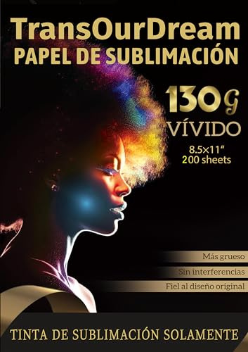 TransOurDream-Papel de sublimación, 8.5x11pulgada,200 Hojas | Papel Transfer de sublimación Para Camisetas claras, Impresión de Espejo.Inkjet,Perfecto para la fiesta.