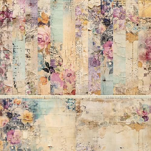 24 Pezzi Stickers Scrapbooking Kit 15*15cm Carta per Decoupage Decoupage Natale Journaling Kit Carta Scrapbooking Fiori,per Journaling Scrapbooking Calendario Foto Album(rosa)