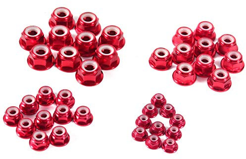 Selbstsichernde Muttern aus Eloxiertem Aluminium mit Flansch aus Nylon, Sechskant-Sicherungsmuttern-Sortiment, 10-teiliges Set, Selbstsichernd für Selbstsichernde Befestigung