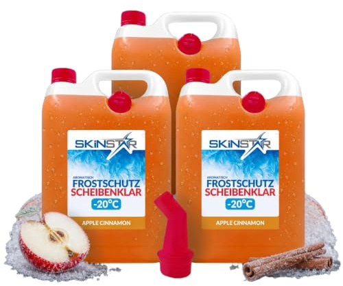SkinStar Scheibenfrostschutz -20°C mit Duft | Effektiver Scheibenreiniger | Winter | Gebrauchsfertig | Frostschutzmittel Scheibenwaschanlage | Klare Sicht (15l, Apple-Cinnamon)