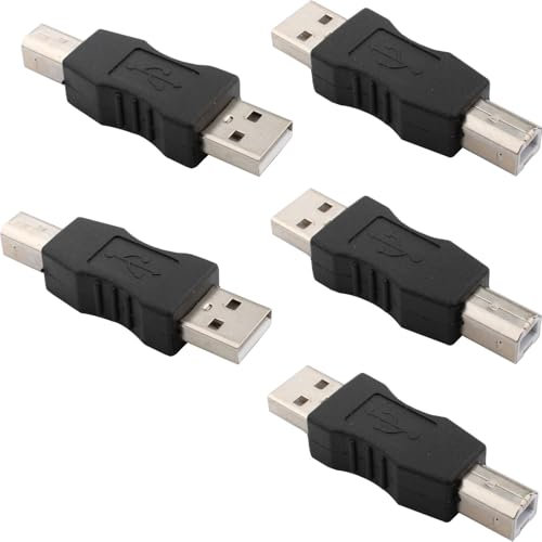 VISSQH Connettore USB A Tipo B Maschio a Stampante, Adattatore 2.0 Convertitore per Scanner e Altro - 5 Pezzi