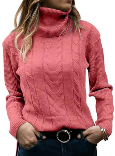 Rollkragenpullover Damen Lang, Rollkragen Strickpullover Langarm Strickpullover Lässiges Stricken Pulli Grobstrickpullover Warm Oversized Cashmere Pullover Damen Pullover Lang