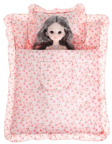 JOINPAYA Baby Doll Sleep Bag Strawberry Dollhouse Bedding Accessory Pink Cloth Miniature Dollhouse Blanket for Bedroom Decor Cute Realistic Sleeping Bag for