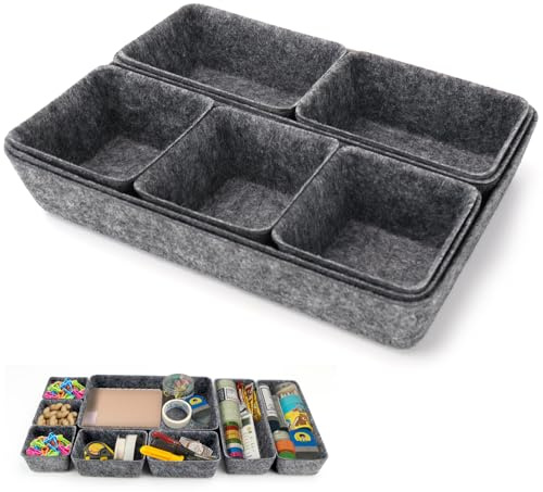 WPPQWP Set med 8 filtlådor organisatör, stapelbara förvaringslådor, lådorganisatör, lådinsats för skrivbord, nattduksbord, toalettbord, sovrum, kontor (8)