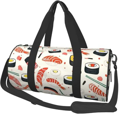 Sushi Food Pattern Printed Sports Gym Bag for Men Women Foldable Duffel Bag Carry On Weekender Bag for Travel Sports