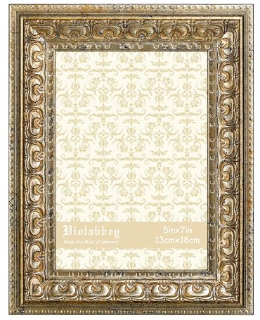 VIOLABBEY Bilderrahmen 13x18 cm Silber, Vintage-Fotorahmen | Wand oder Tischdekoration, Klassisches Design, Büro & Zuhause, Passend für 5x7 Inch Fotos
