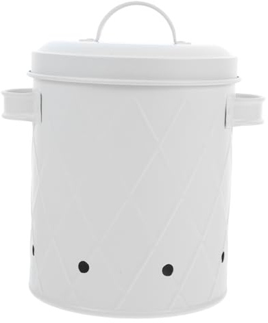 LAPYAPPE Breathable Iron Vegetable Storage Bin Lid, Medium White Mesh Potato Onion Garlic Keeper for Kitchen and Pantry