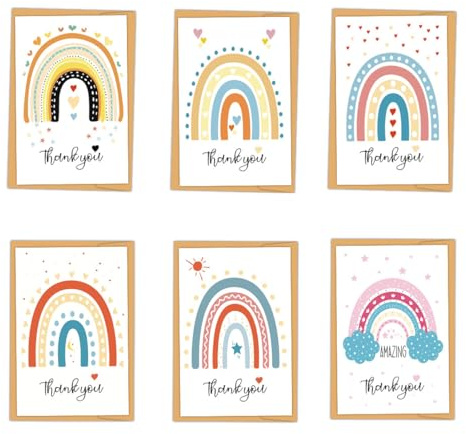 Vikrami lighting 12 Stück Dankeskarten mit Umschlägen, Danke Karte, Glückwunschkarten zum Geburtstag, Karte Geburt, Dankeschön Geschenk Lehrer, Herzliche Dankeskarte Lehrer, Abschiedsgeschenk
