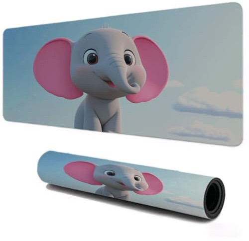 Alfombrilla Ratón Gaming Grande XXL 1200x600, Mejora la Velocidad y la Precisión, Lindo Elefante Mouse Pad Antideslizante, Alfombrillas Raton de Oficina y Casa, Accesorio Gaming para Ratón Teclado 287