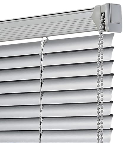 Persianas venecianas de aluminio sin cordón, 25 mm, opacas, horizontales, opacas, sin taladro, perfectas para el hogar y la oficina (130 cm x 240 cm)