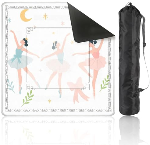 Mahjong Mat for Table Cartoon Characters Ballerinas Different Poses Girls Dancing Classical 31.5 x 31.5 Non-Slip Noise-Reducing Game Mat Premium Mahjong Accessories for Poker Dominoes Board Games